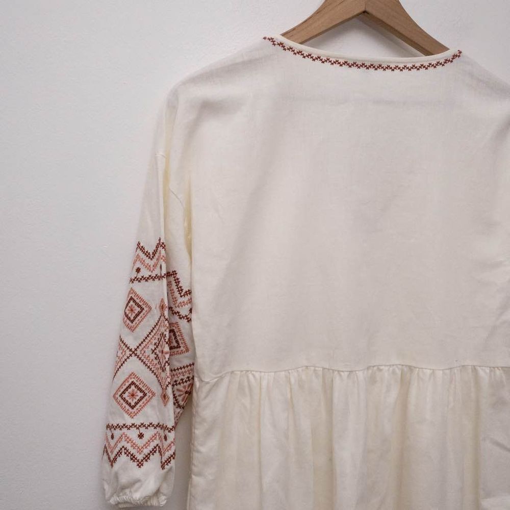 MADEWELL Embroidered-Sleeve Popover Midi Dress Size XS - Picture 10 of 12